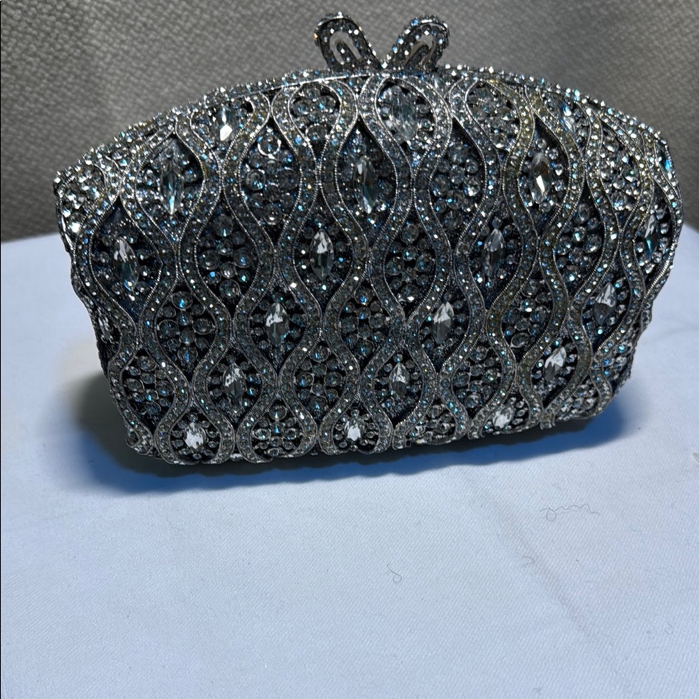 Sparkling Silver Crystal Clutch
